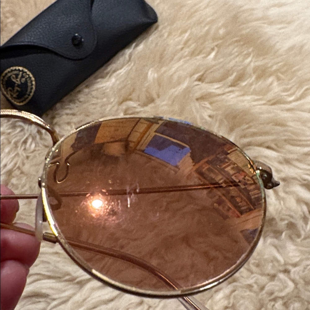 Ray-Ban ROUND FLASH LENSES Matte Gold Brown lenses - Picture 6 of 9